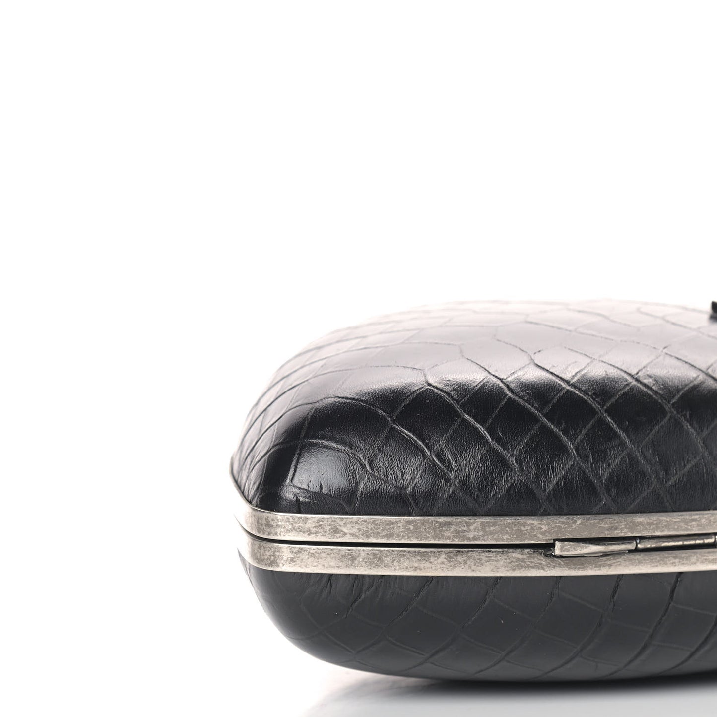 Calfskin Crocodile Embossed Monogram Love Box Bag Black