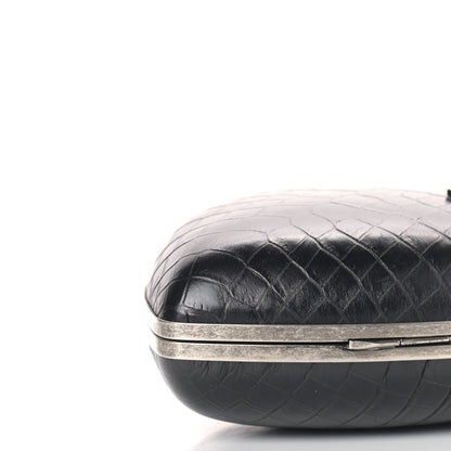 Saint Laurent Calfskin Crocodile Embossed Monogram Love Box Bag Black 7 of 8