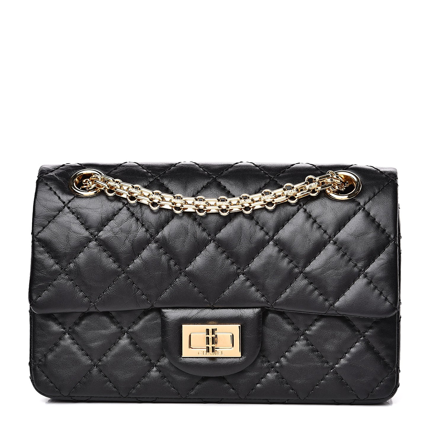 Aged Calfskin Quilted 2.55 Reissue Mini Flap Black