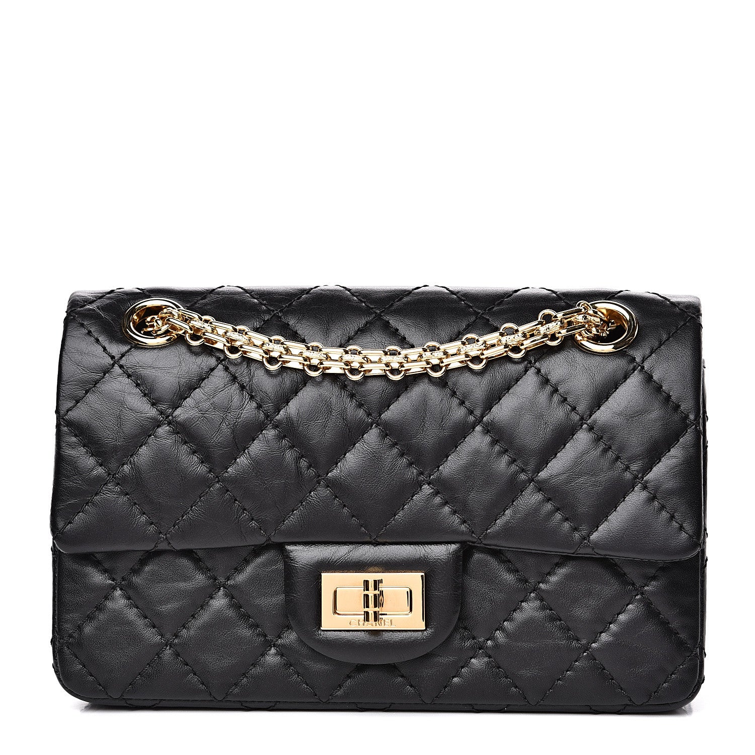 Chanel Aged Calfskin Quilted 2.55 Reissue Mini Flap Black 1 of 8