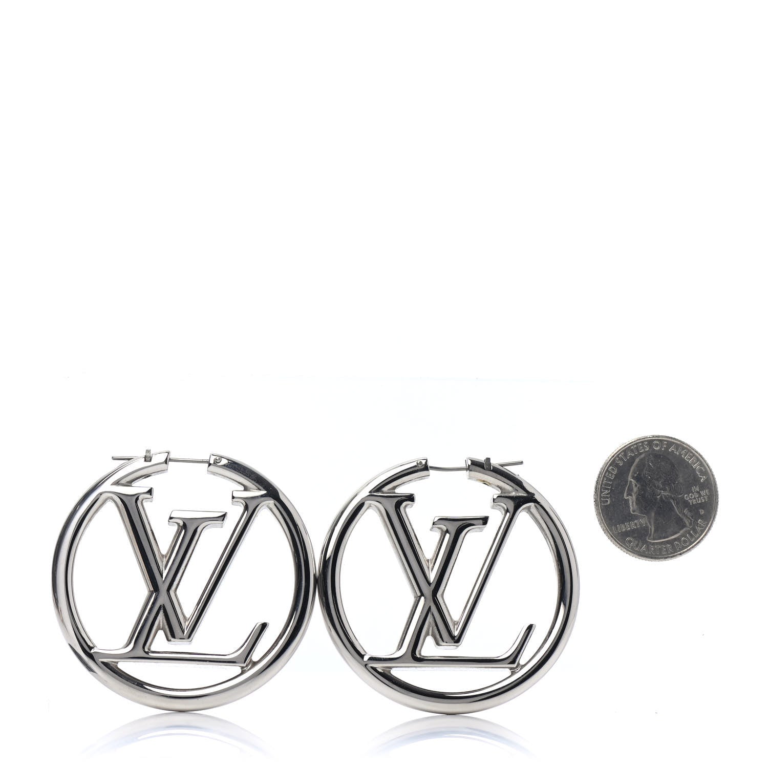 Louis Vuitton Palladium Louise Hoop Earrings Silver 2 of 3