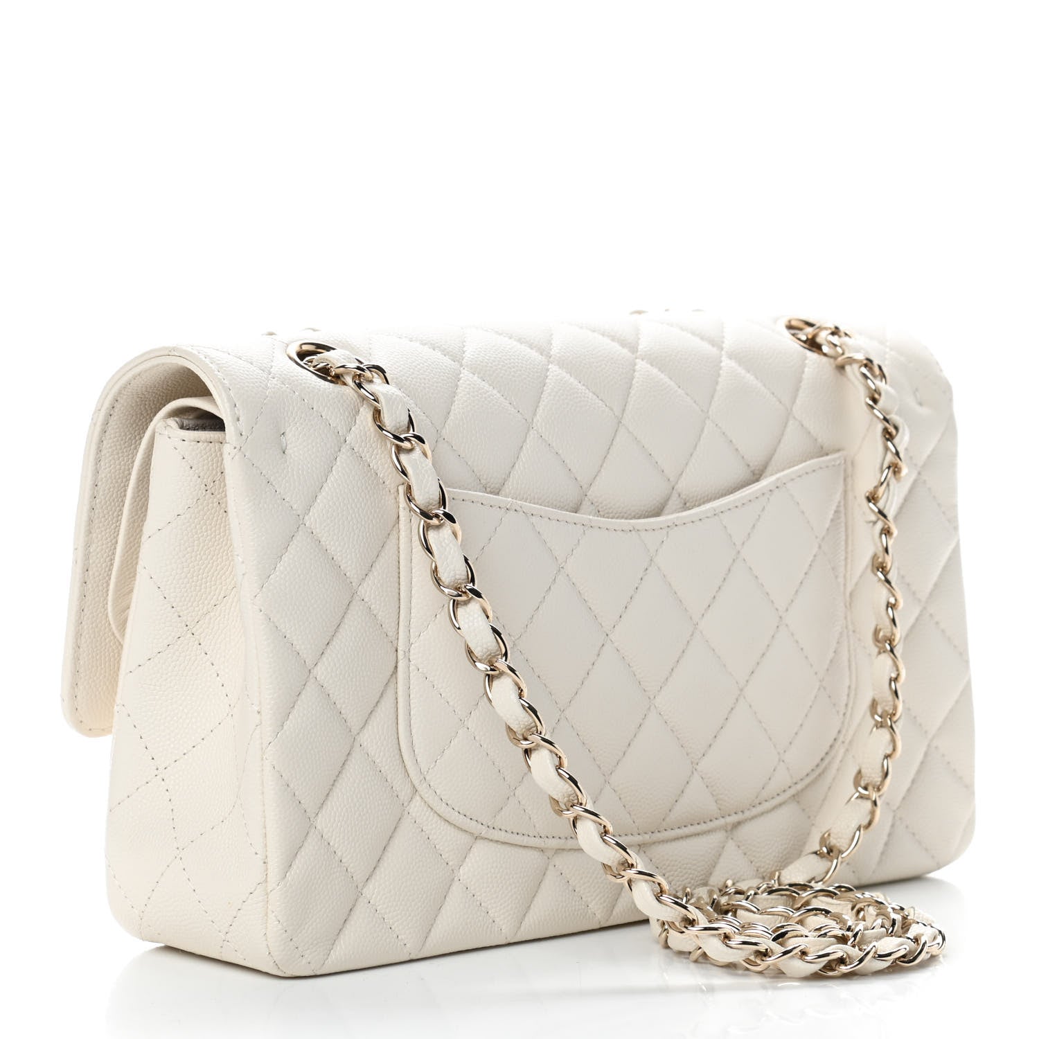 Chanel Caviar Quilted Medium Double Flap White 5 of 17