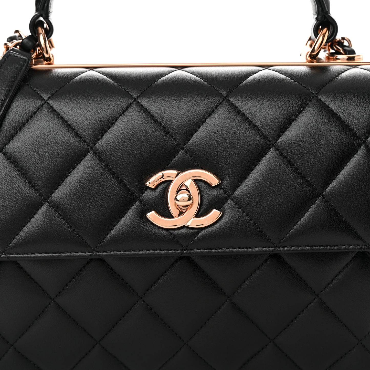 Lambskin Quilted Small Trendy CC Dual Handle Flap Bag Black