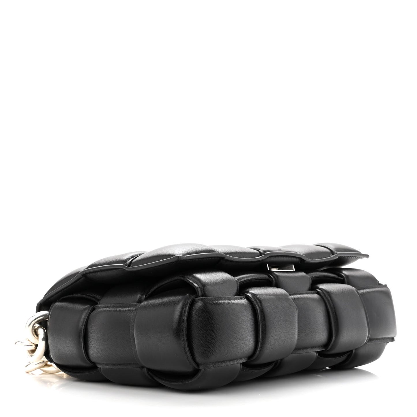 Lambskin Maxi Intreccio Padded Chain Cassette Crossbody Bag Black