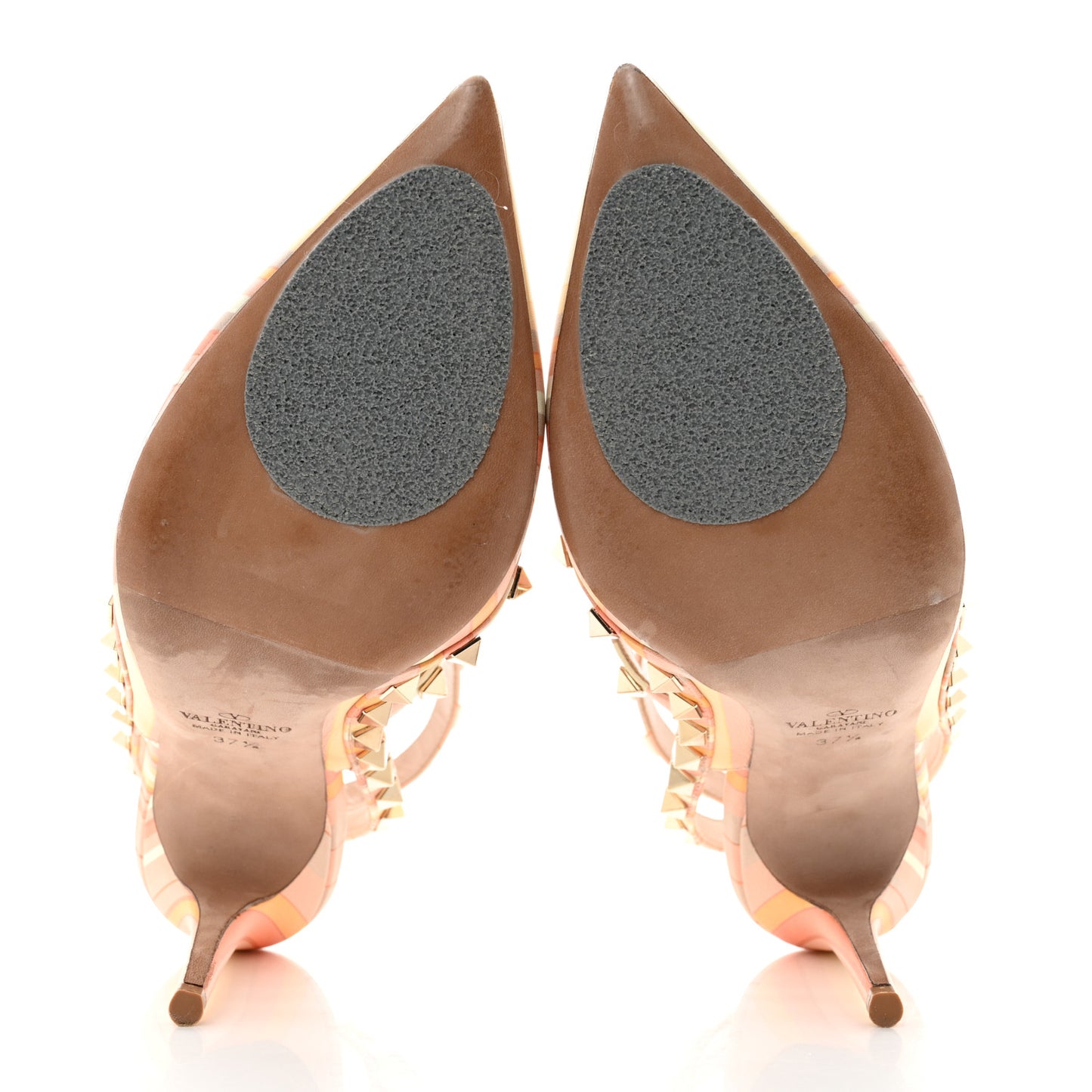 Nappa Native Couture 1975 Rockstud Ankle Strap 100mm Pumps 37.5 Mandarin Sorbet