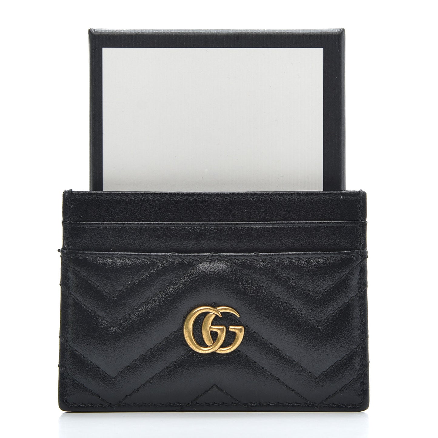 Calfskin Matelasse GG Marmont Card Holder Black