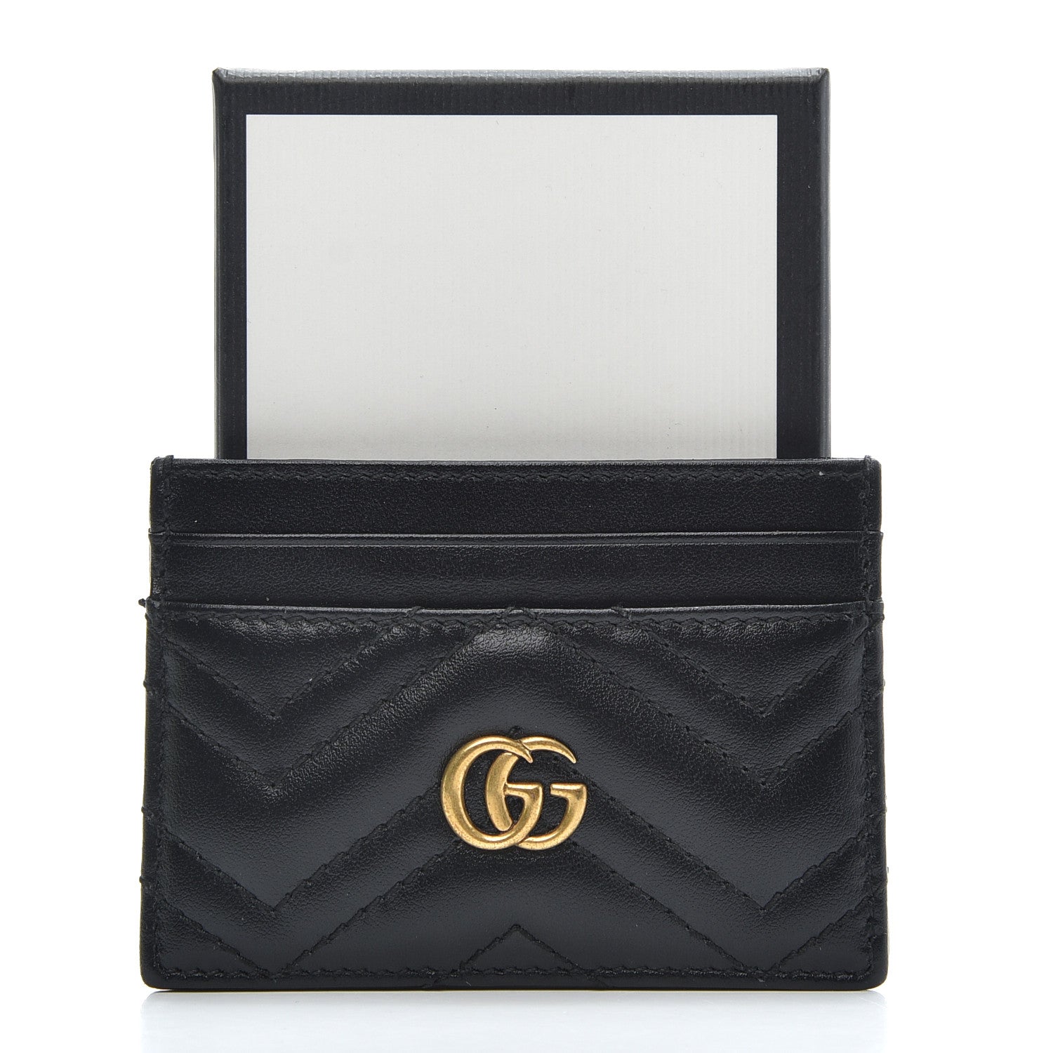 Gucci Calfskin Matelasse GG Marmont Card Holder Black 7 of 7