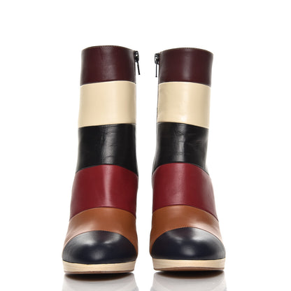 Valentino Garavani Nappa Patchwork Striped Bo-y-ch BBoots 36.5 Multicolor 3 of 9