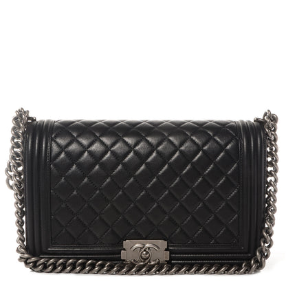 Chanel Metallic Calfskin Quilted Medium Boy Flap Black 1 of 8