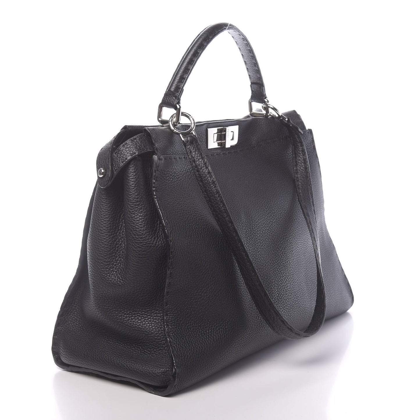 Cuoio Romano Selleria Bi-Color Large Peekaboo Iconic Satchel Black Mou