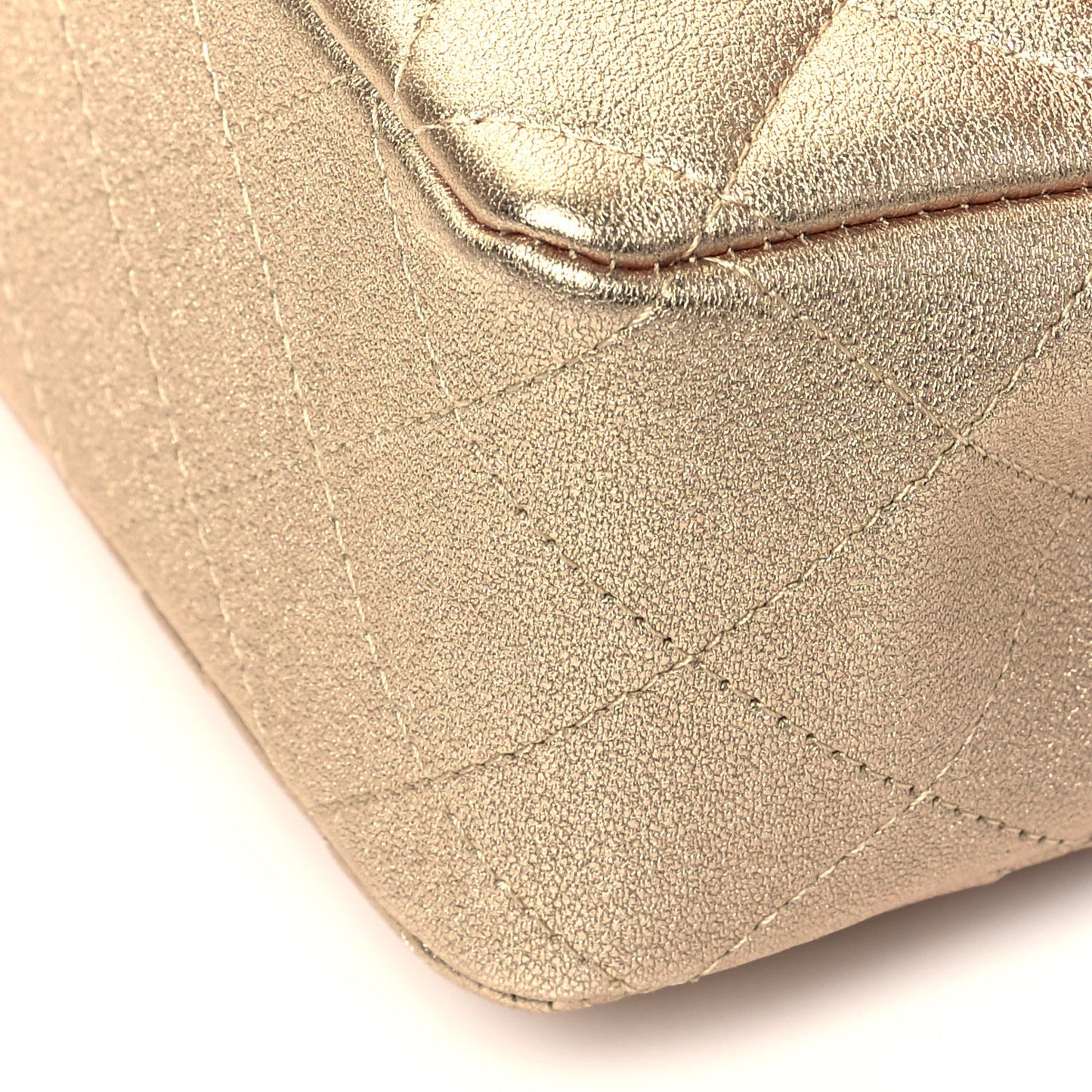 Metallic Lambskin Quilted Mini Rectangular Flap Gold