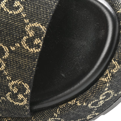 Gucci Jacquard Black Denim GG Monogram Angelina Platform 55mm Slide Sandals 38 Black Ivory 9 of 12