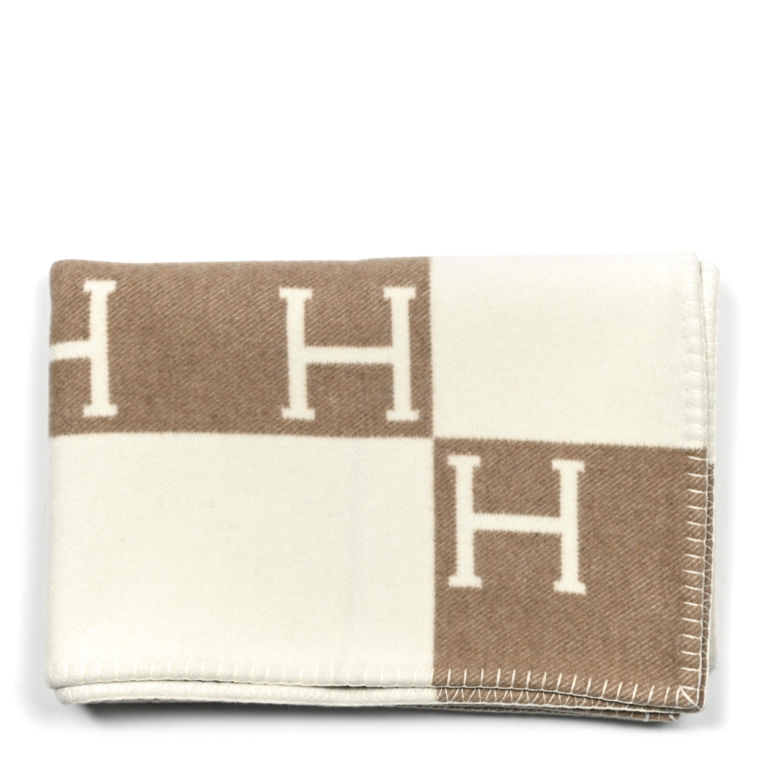 Hermes Wool Cashmere Avalon Baby Blanket Noisette Moyen White 1 of 3