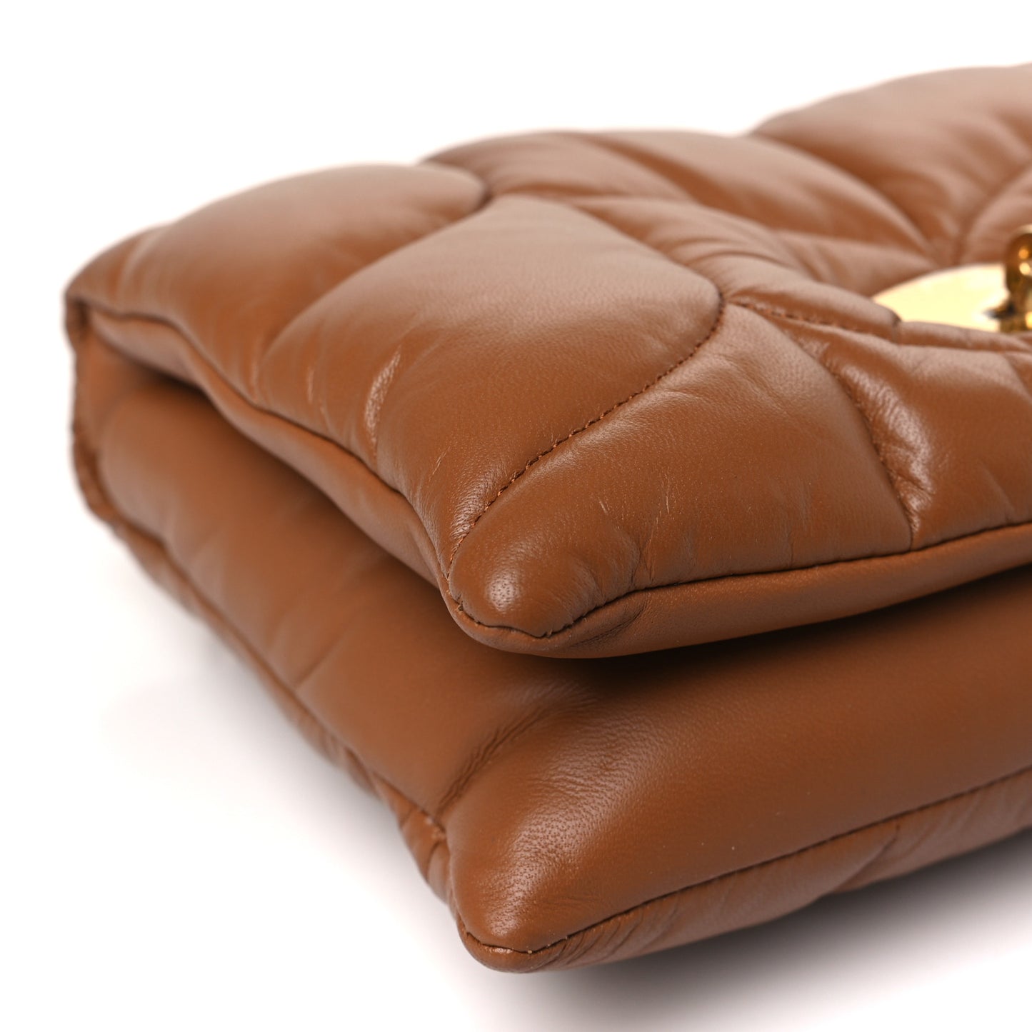 Nappa Pillow Quilted Little Softie Bag Tobacco Brown