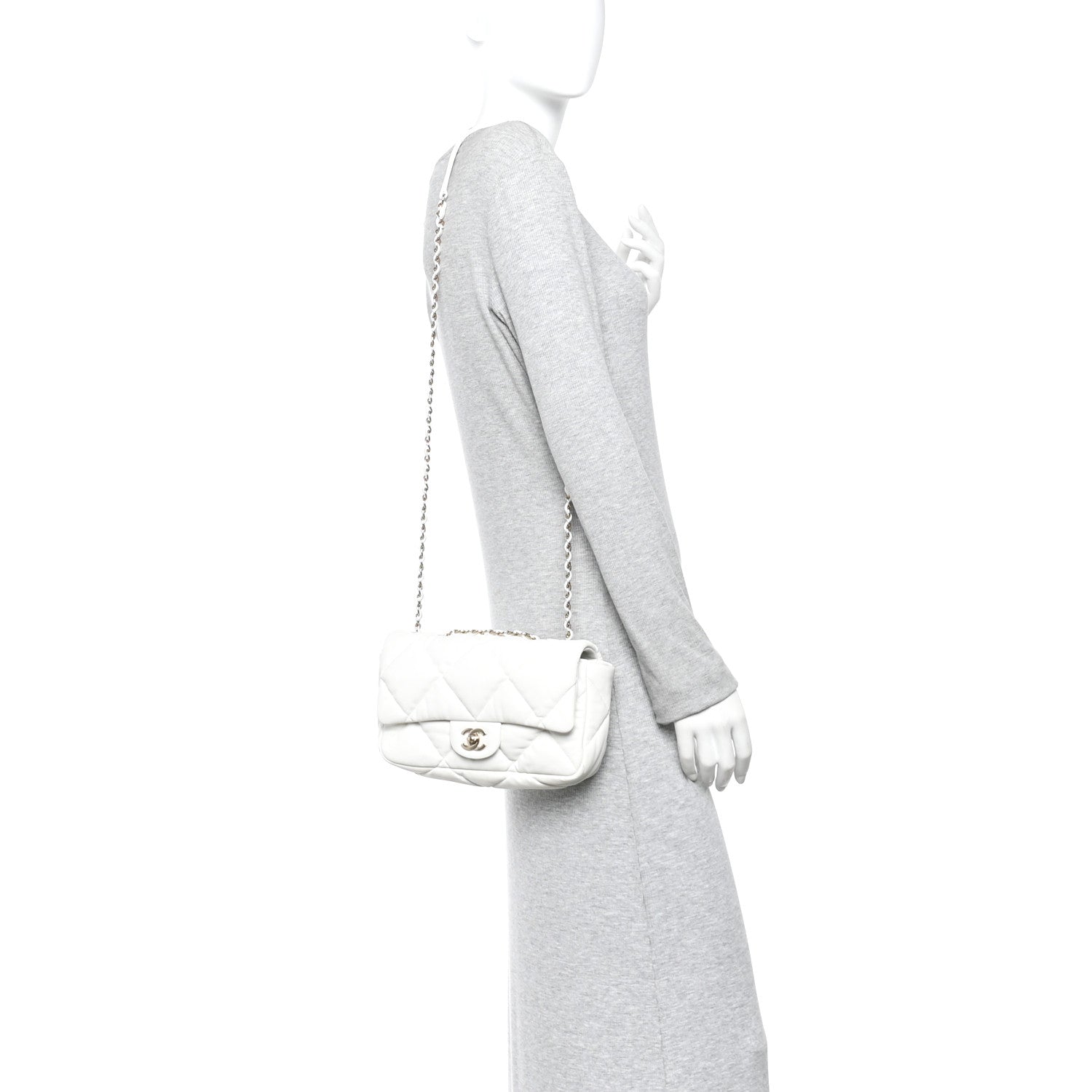 Chanel Calfskin Quilted Medium Bubbly Flap White 2 of 11