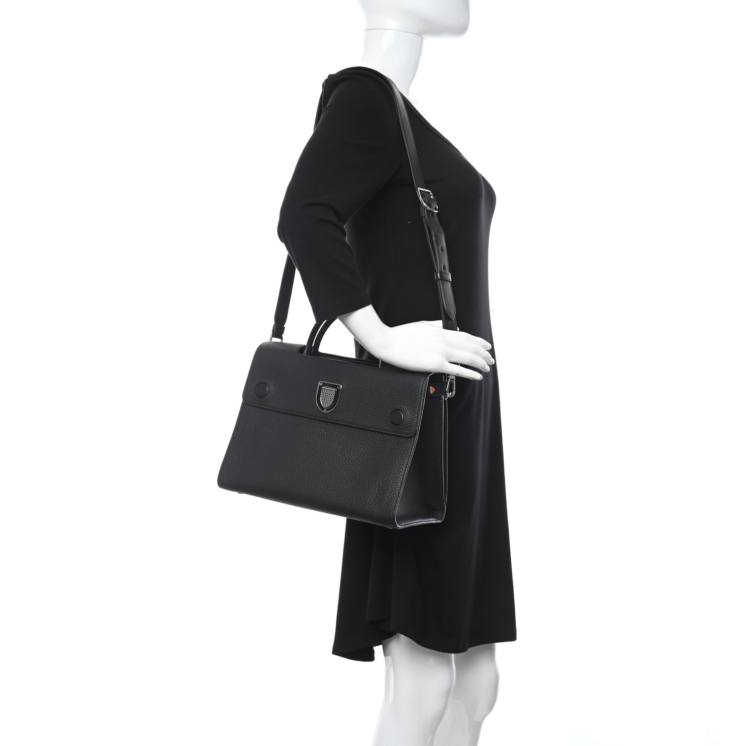 Christian Dior Grained Calfskin Medium Diorever Flap Black 2 of 12