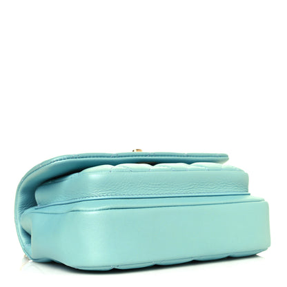 Chanel Calfskin Quilted Top Handle Flap Light Blue 3 of 12