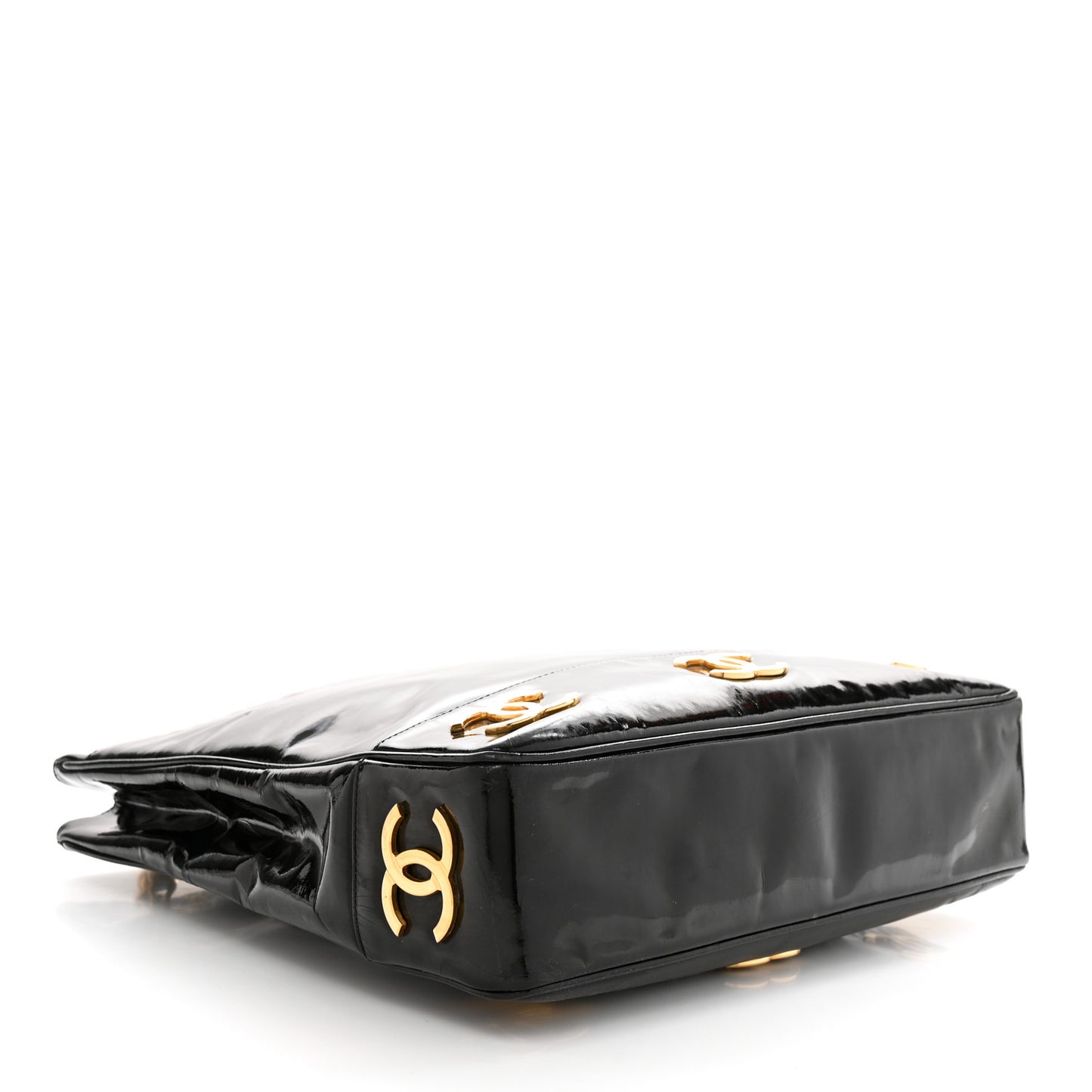 Patent CC Shoulder Bag Black