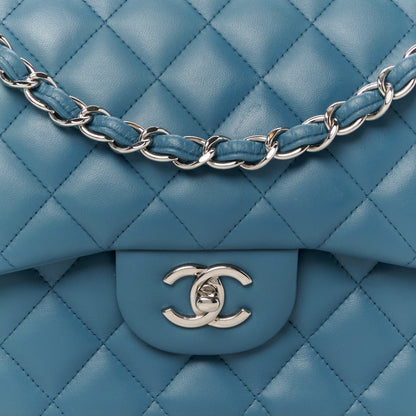 Chanel Lambskin Quilted Jumbo Double Flap Turquoise 9 of 11