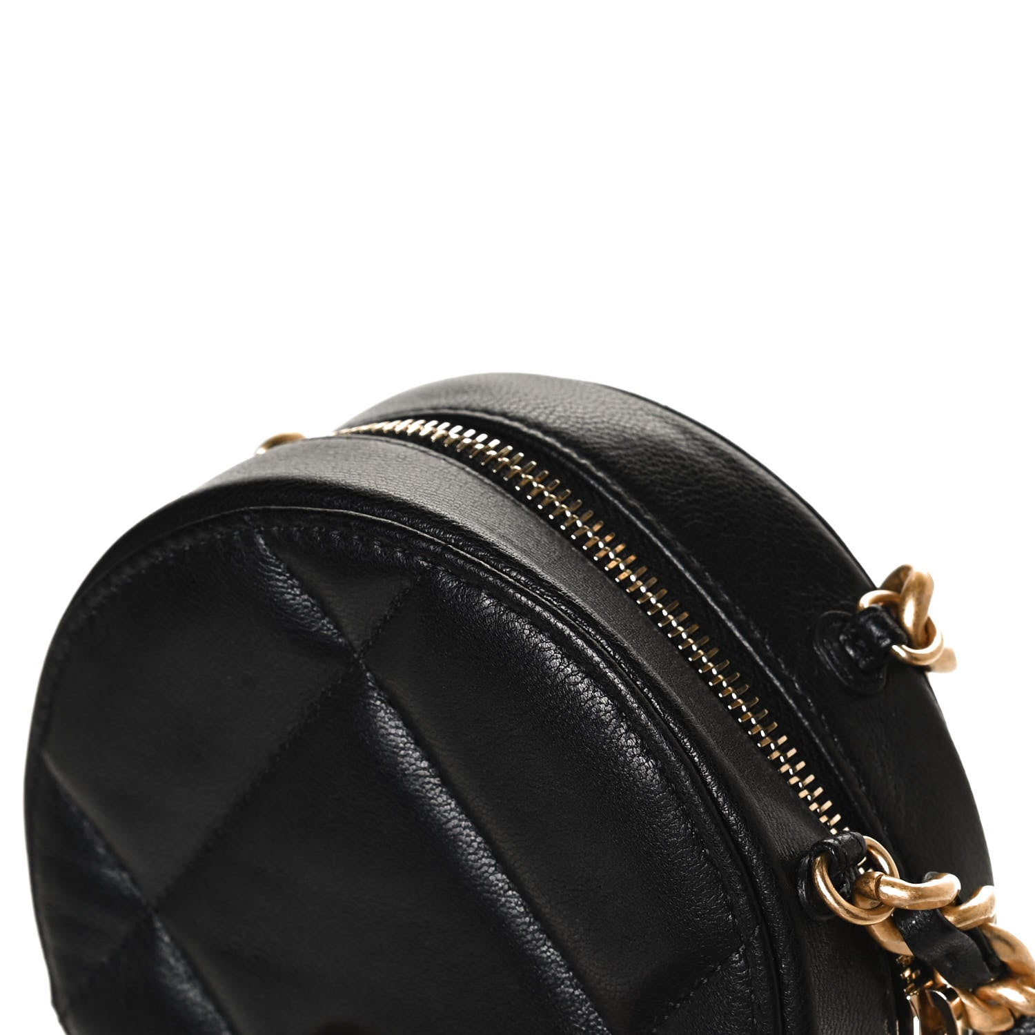 Chanel Goatskin Quilted Chanel 19 Round Clutch With Chain Black 7 of 11