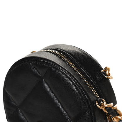 Chanel Goatskin Quilted Chanel 19 Round Clutch With Chain Black 7 of 11