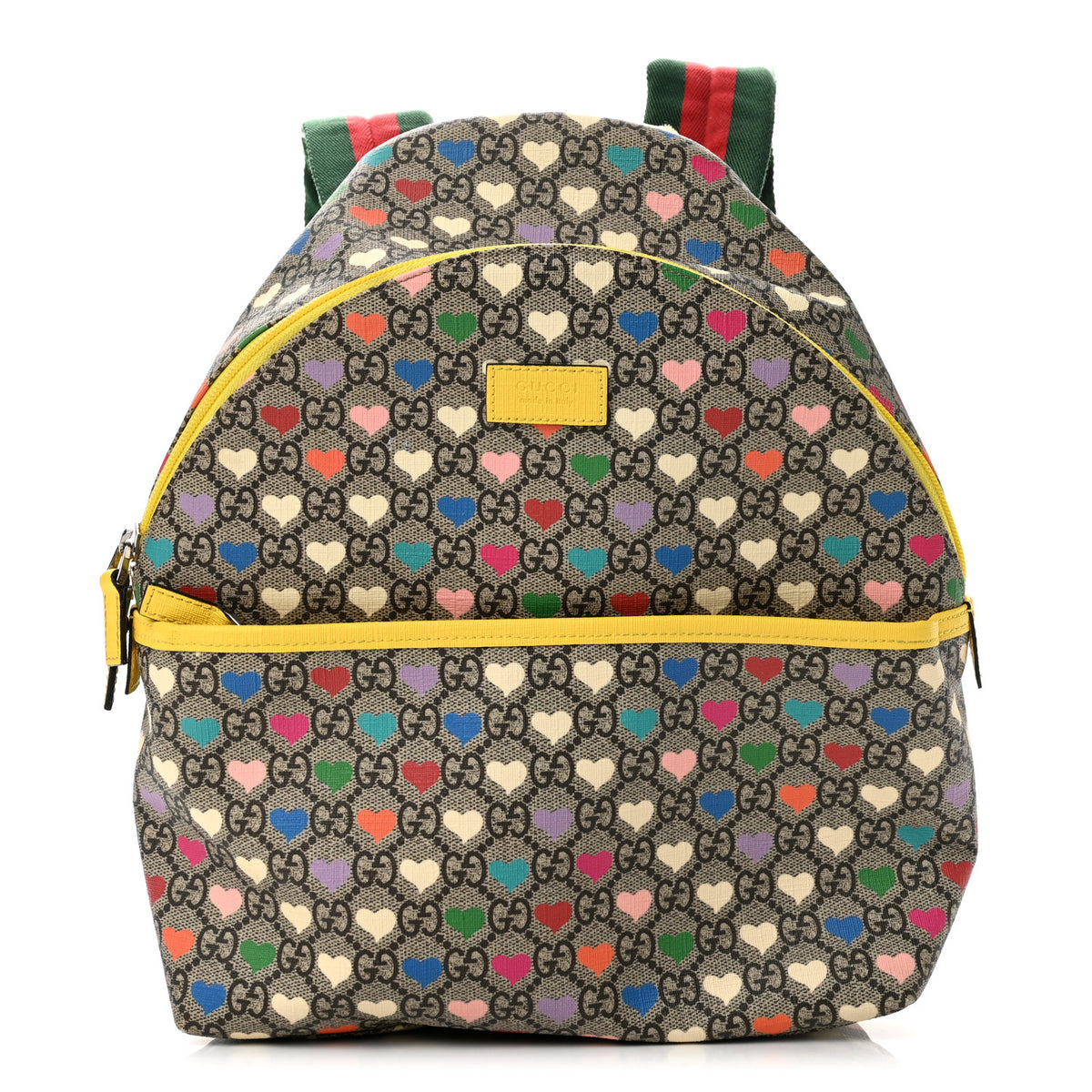 Gucci Soft GG Supreme Monogram Hearts Web Childrens Backpack  Beige Ebony Multicolor Freesia 1 of 9