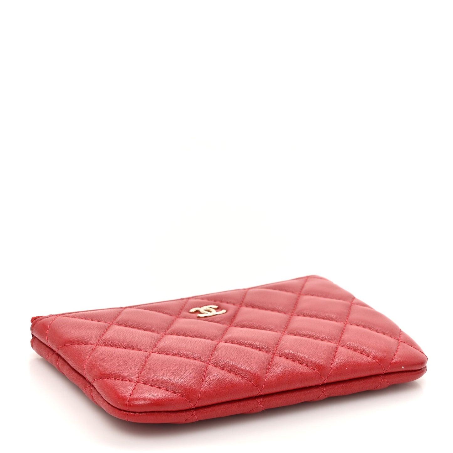 Lambskin Quilted Small Cosmetic Case Red