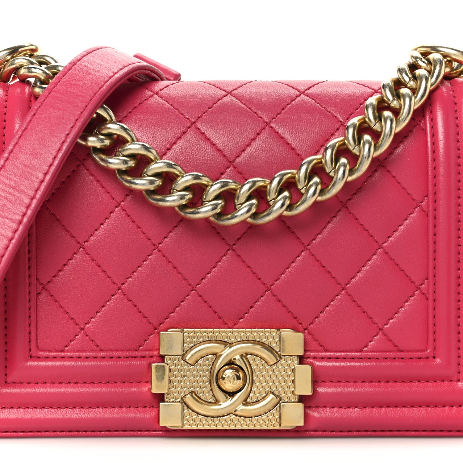 Chanel Lambskin Quilted Small Boy Flap Dark Pink 8 of 10