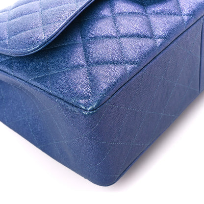 Chanel Iridescent Caviar Quilted Jumbo Double Flap Dark Blue 10 of 12