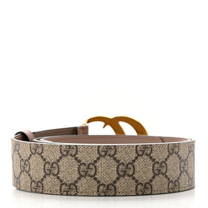 Gucci GG Supreme Monogram Matte Plutone Calfskin Double G 40mm Belt 95 38 Beige Ebony Porcelain Rose 2 of 5