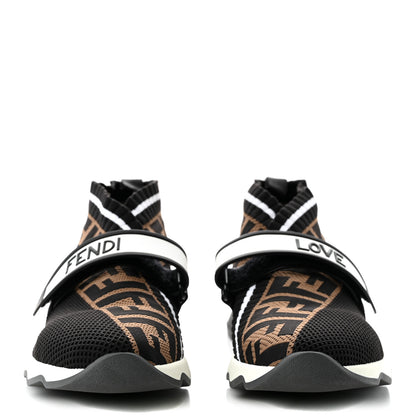 Fendi Stretch Yarn FF Stiff Band Rockoko Sneakers 39 Black White Tobacco 2 of 9