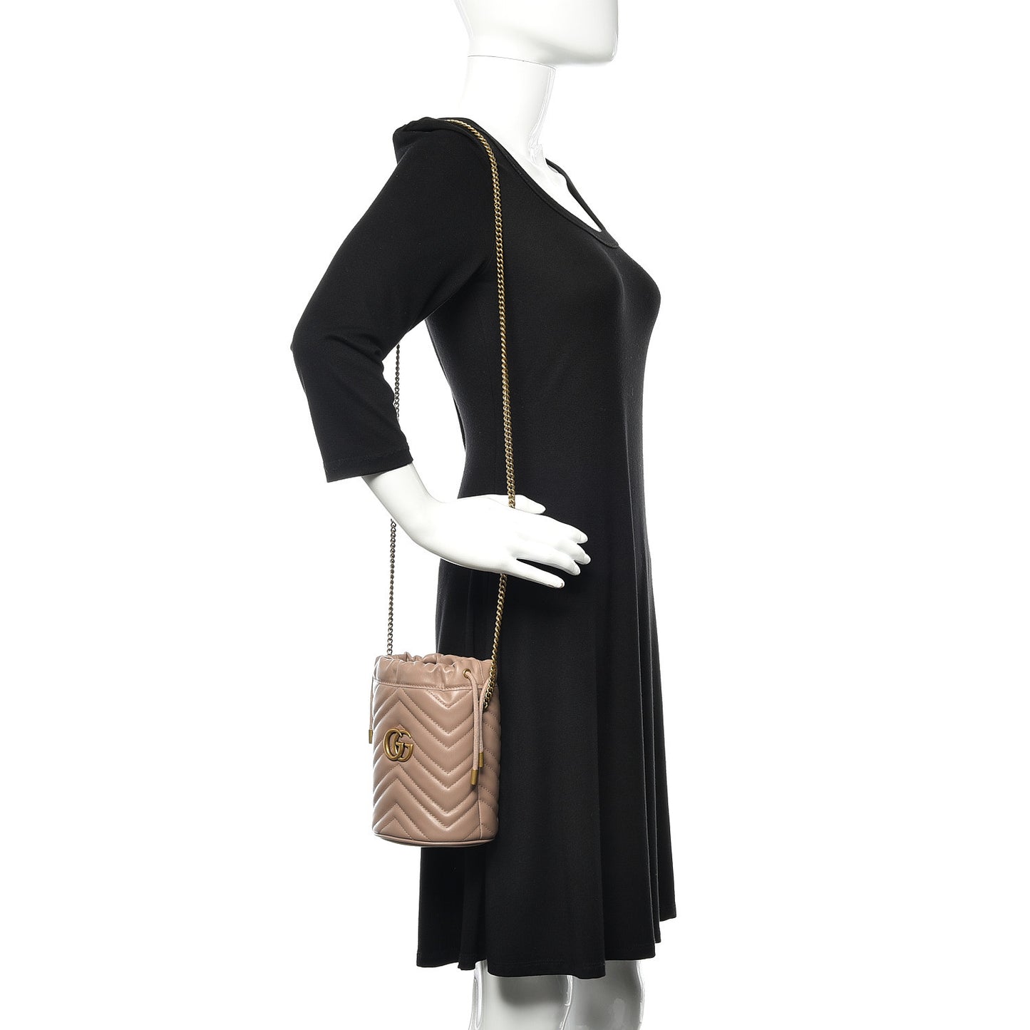Calfskin Matelasse Mini GG Marmont 2.0 Bucket Bag Porcelain Rose