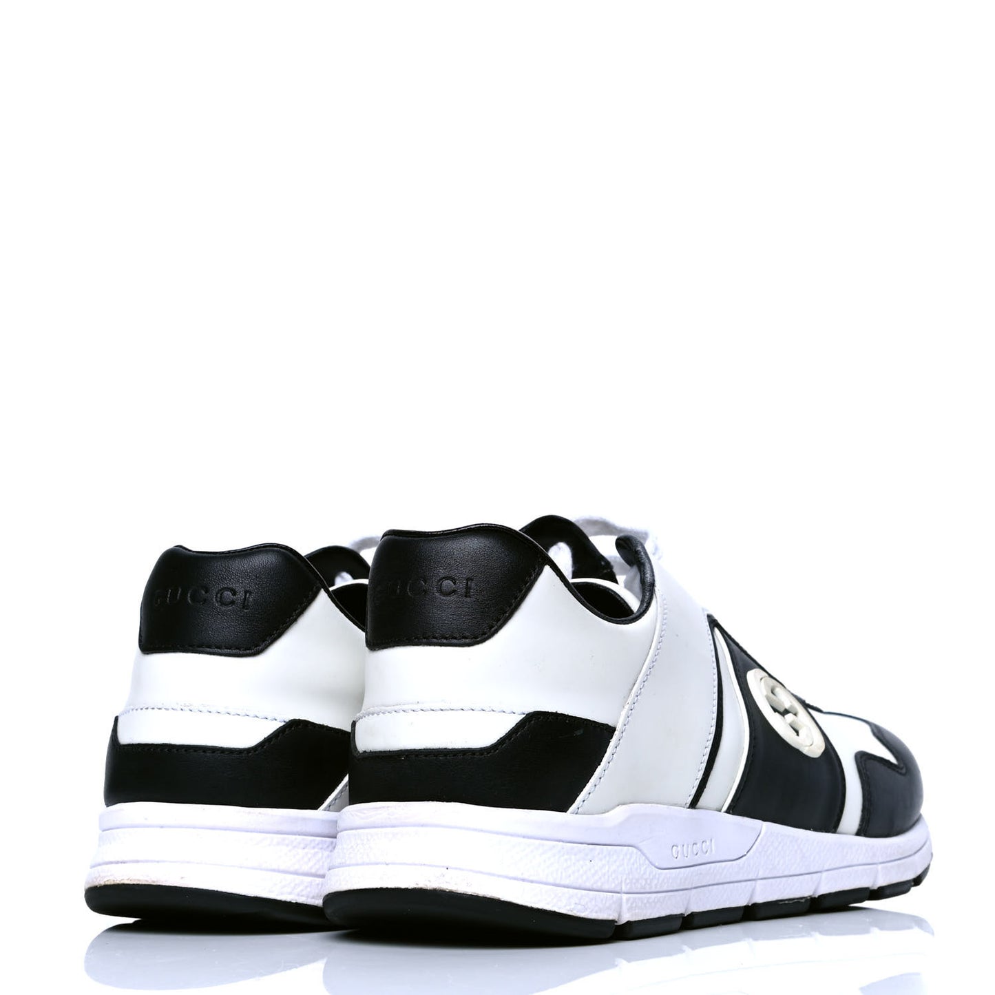 Calfskin Womens Interlocking G Sneakers 37.5 Black White