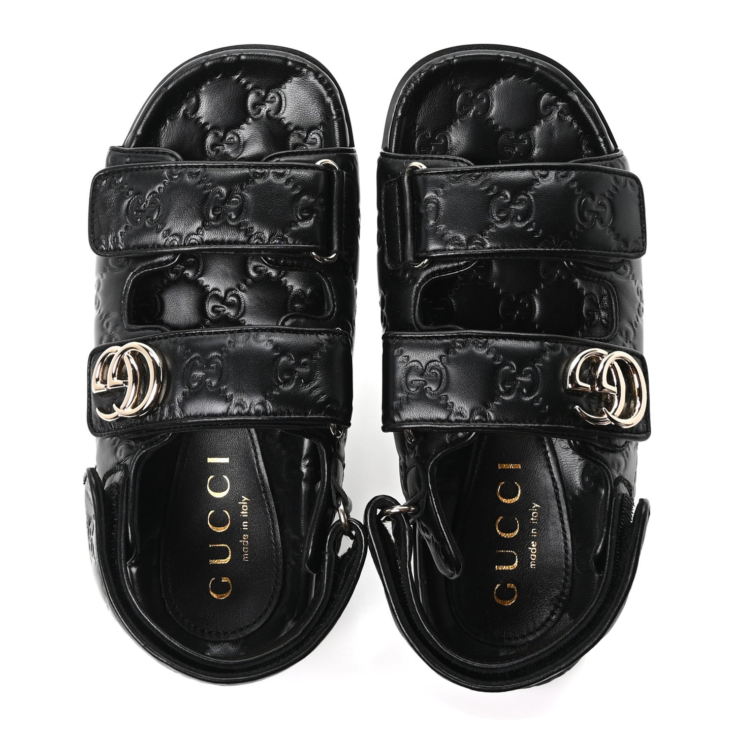 Guccissima GG Embossed Womens Sandals 37 Black