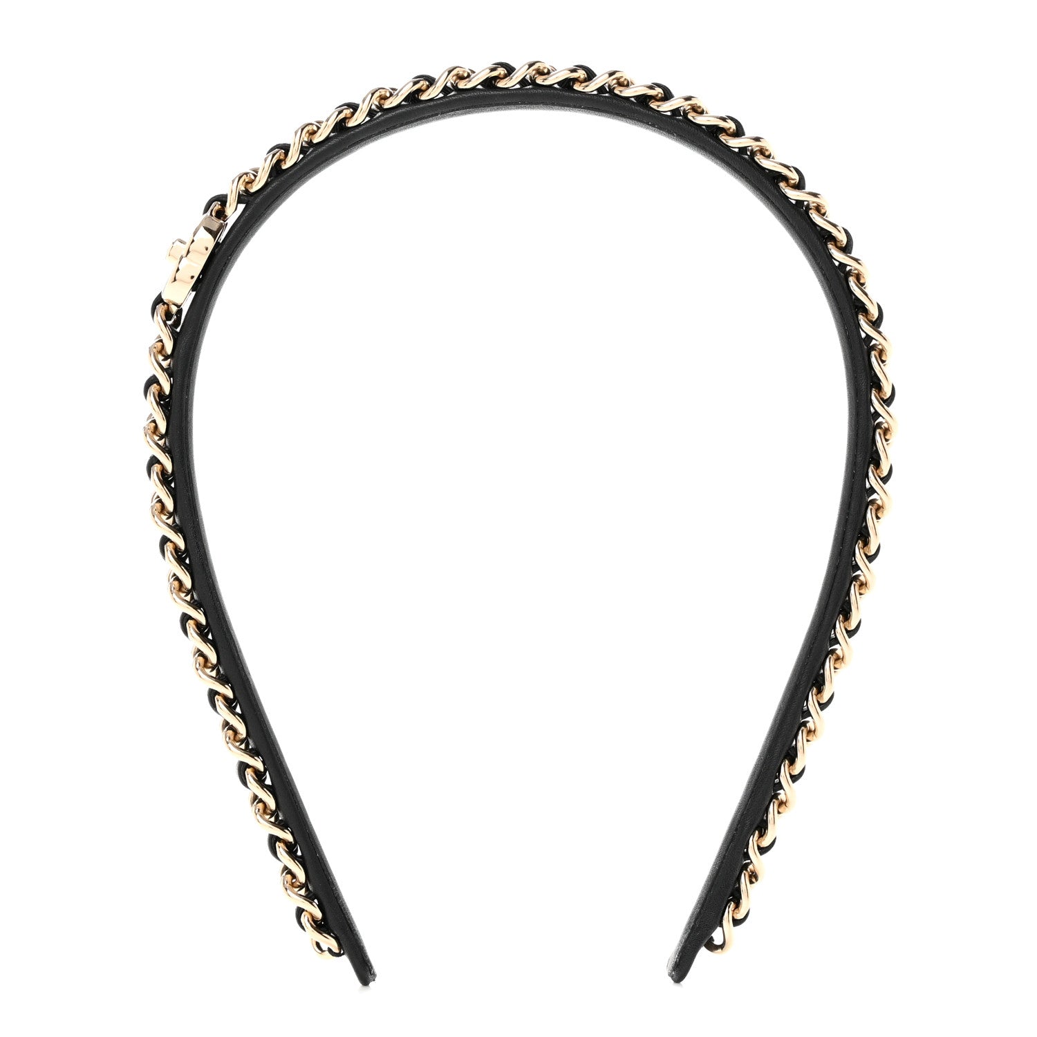 Chanel Metal Lambskin CC Turnlock Chain Headband Gold Black 3 of 7