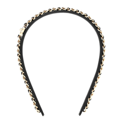 Chanel Metal Lambskin CC Turnlock Chain Headband Gold Black 3 of 7