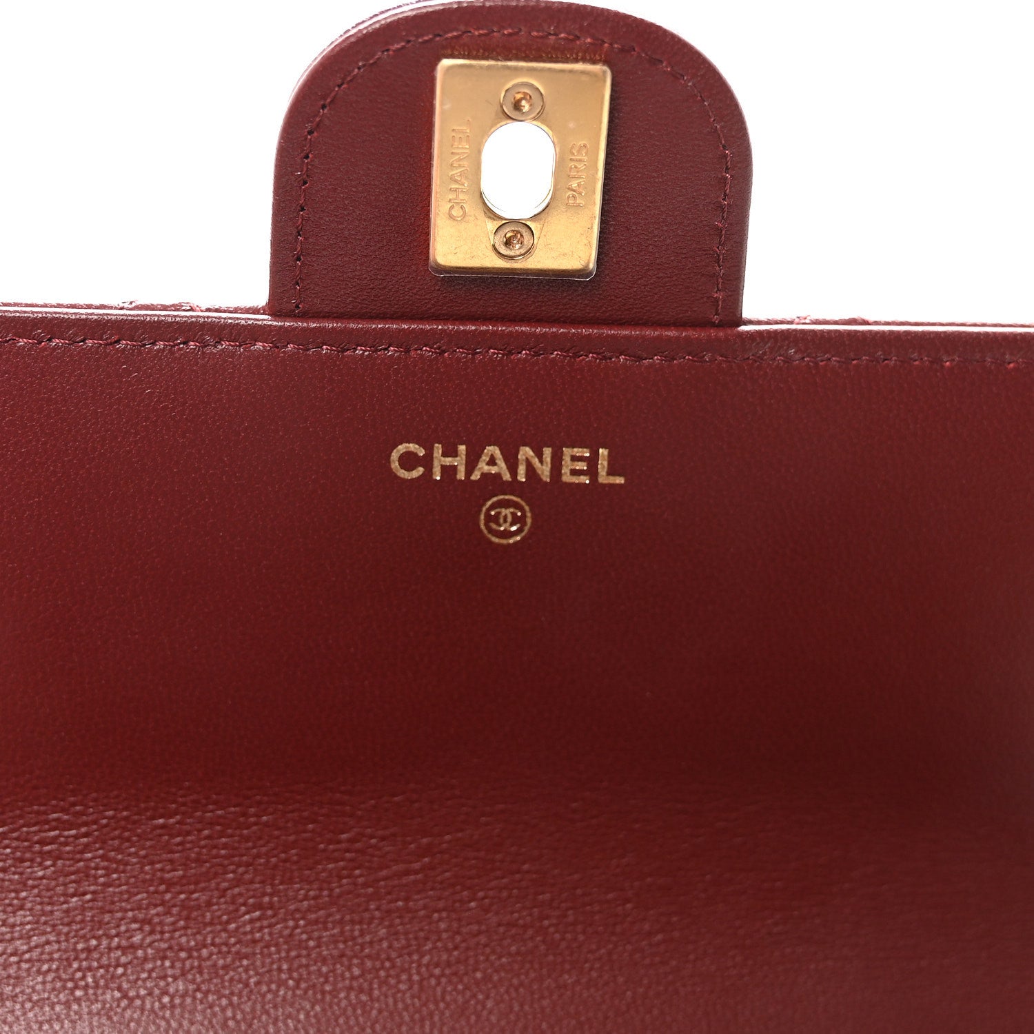 Chanel Lambskin Quilted Top Handle Clutch With Chain Burgundy 6 of 11