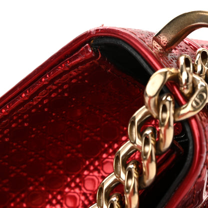 Christian Dior Metallic Patent Micro-Cannage Small Diorama Flap Bag Red 11 of 11