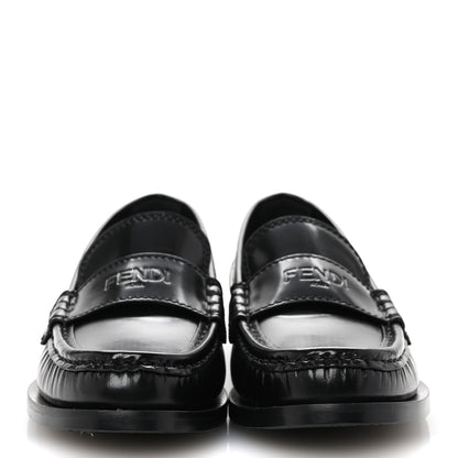 Fendi Vitello Logo Loafers 36.5 Black 3 of 9