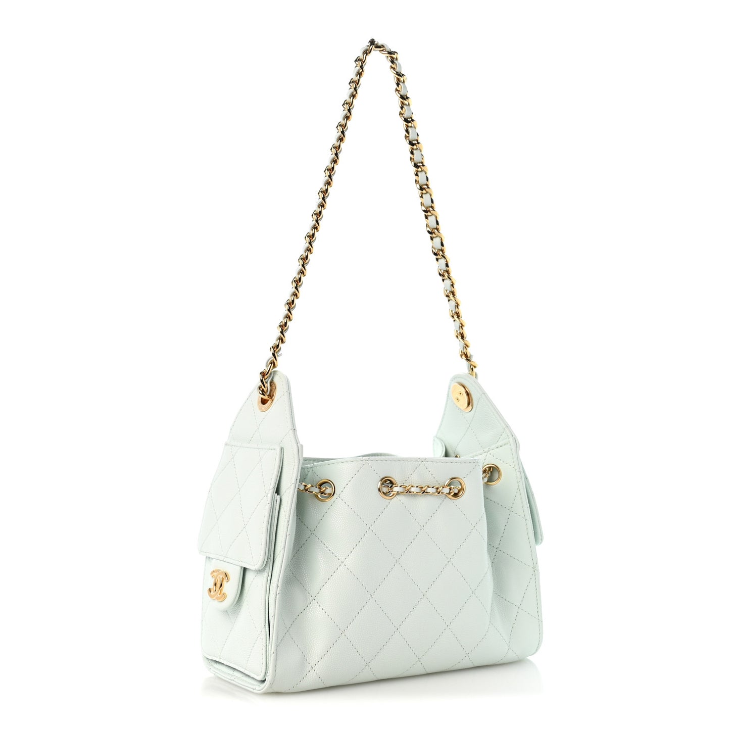 Caviar Quilted Mini Chanel 25 Handbag Light Green