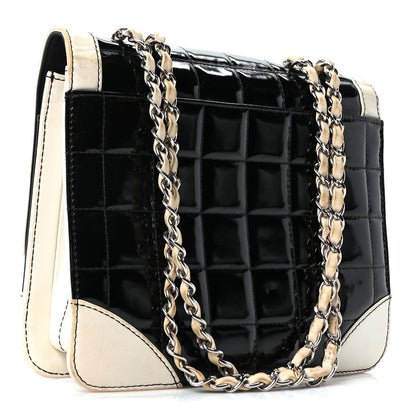 Chanel Lambskin Patent Chocolate Bar Flap Black White 3 of 10