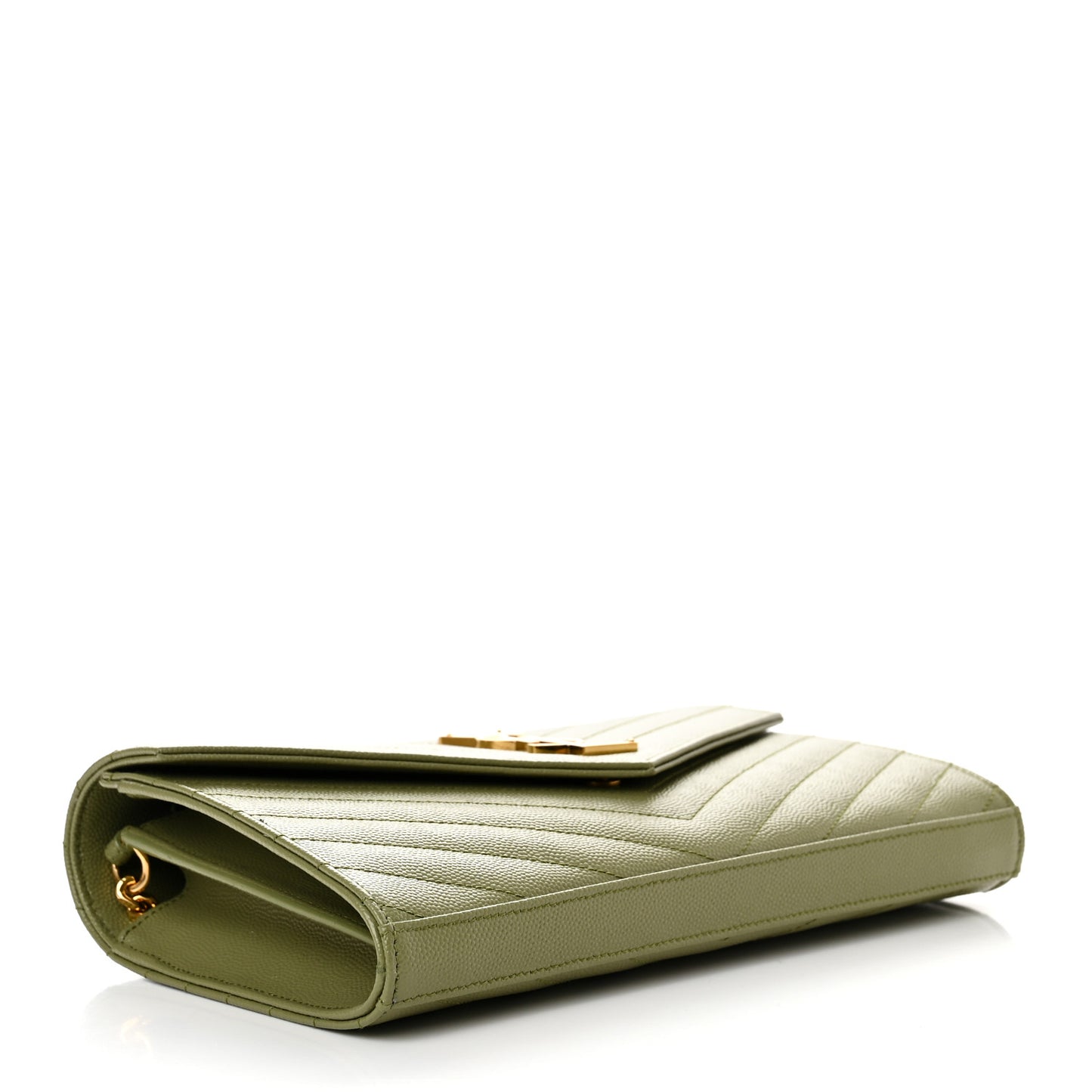 Grain De Poudre Matelasse Chevron Monogram Chain Wallet Light Sage