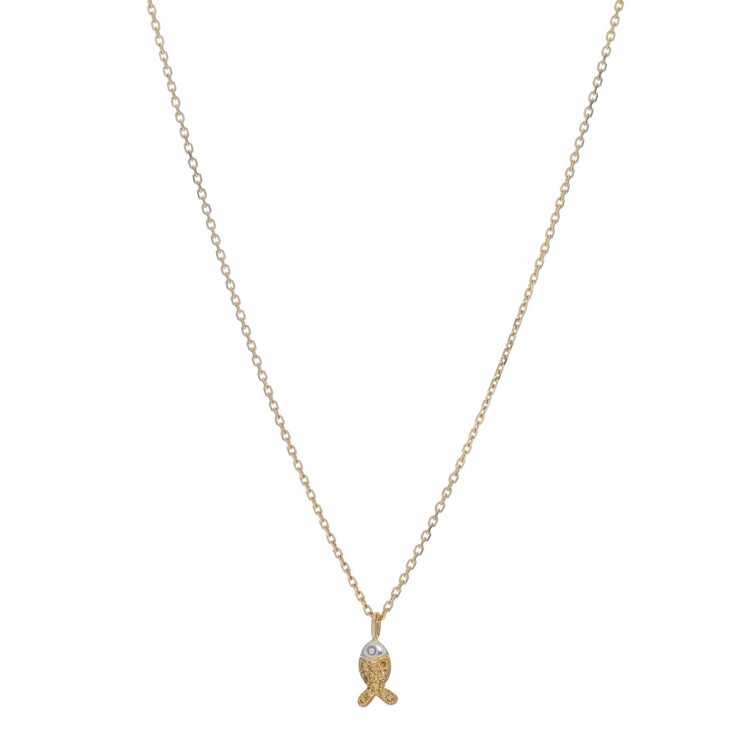 Chopard 18K Yellow White Gold Yellow Diamond Happy Fish Pendant Necklace 1 of 4
