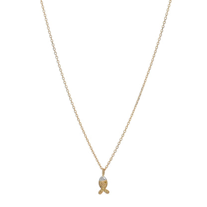 Chopard 18K Yellow White Gold Yellow Diamond Happy Fish Pendant Necklace 1 of 4