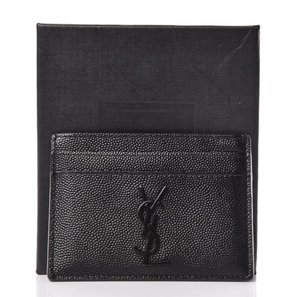 Saint Laurent Grain De Poudre Monogram Credit Card Case Black 9 of 9