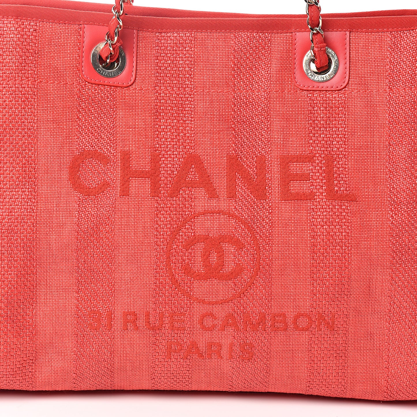 Mixed Fibers Striped Small Deauville Tote Red