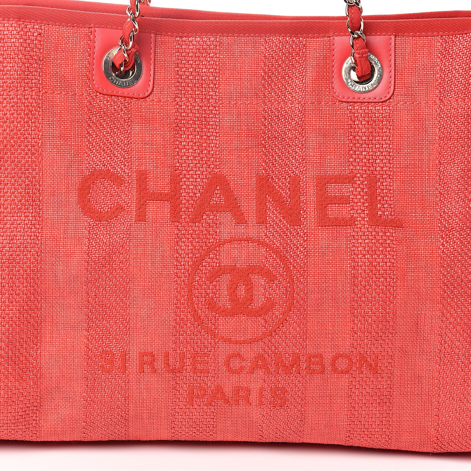 Chanel Mixed Fibers Striped Small Deauville Tote Red 9 of 10