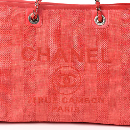 Chanel Mixed Fibers Striped Small Deauville Tote Red 9 of 10