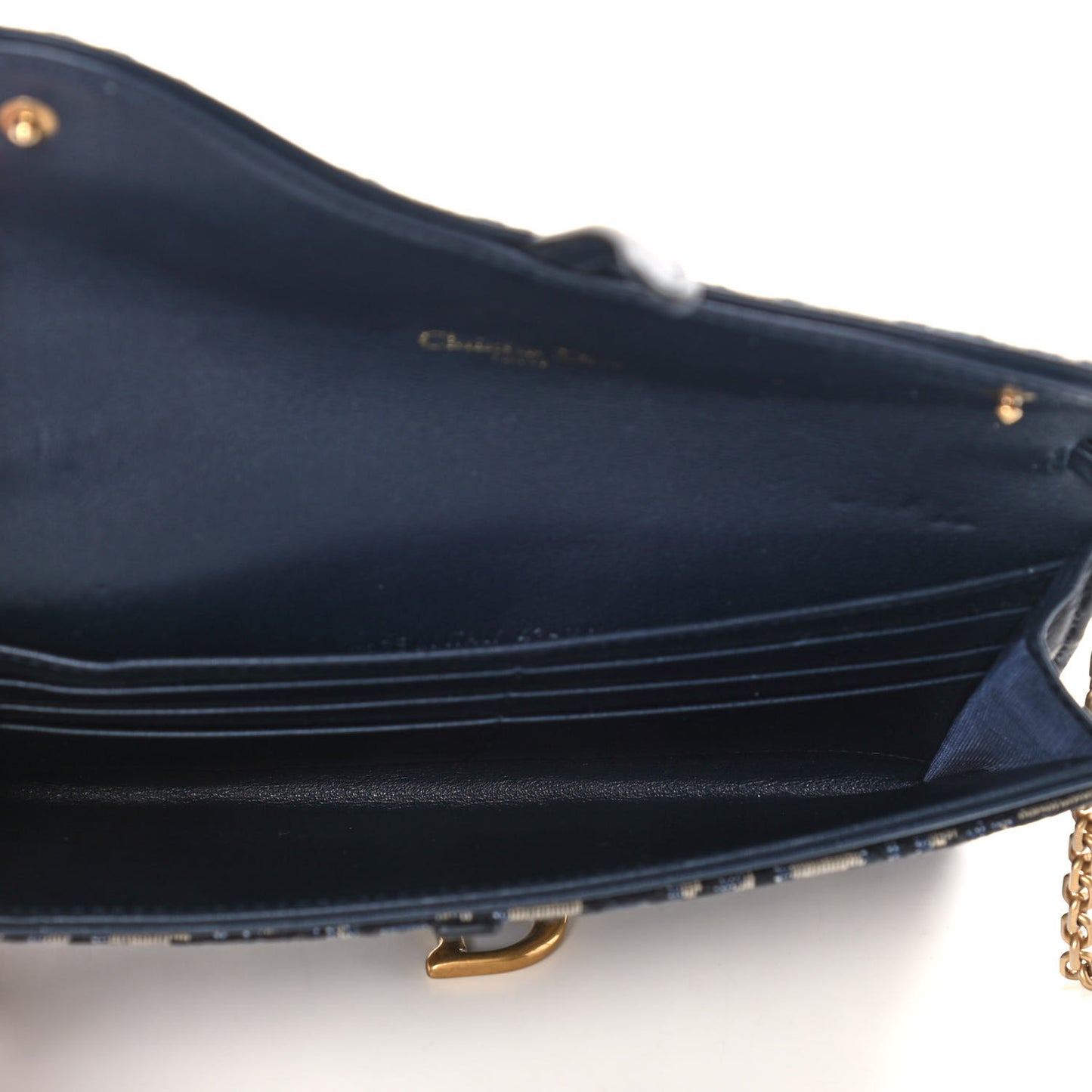 Oblique Saddle Chain Long Wallet Blue