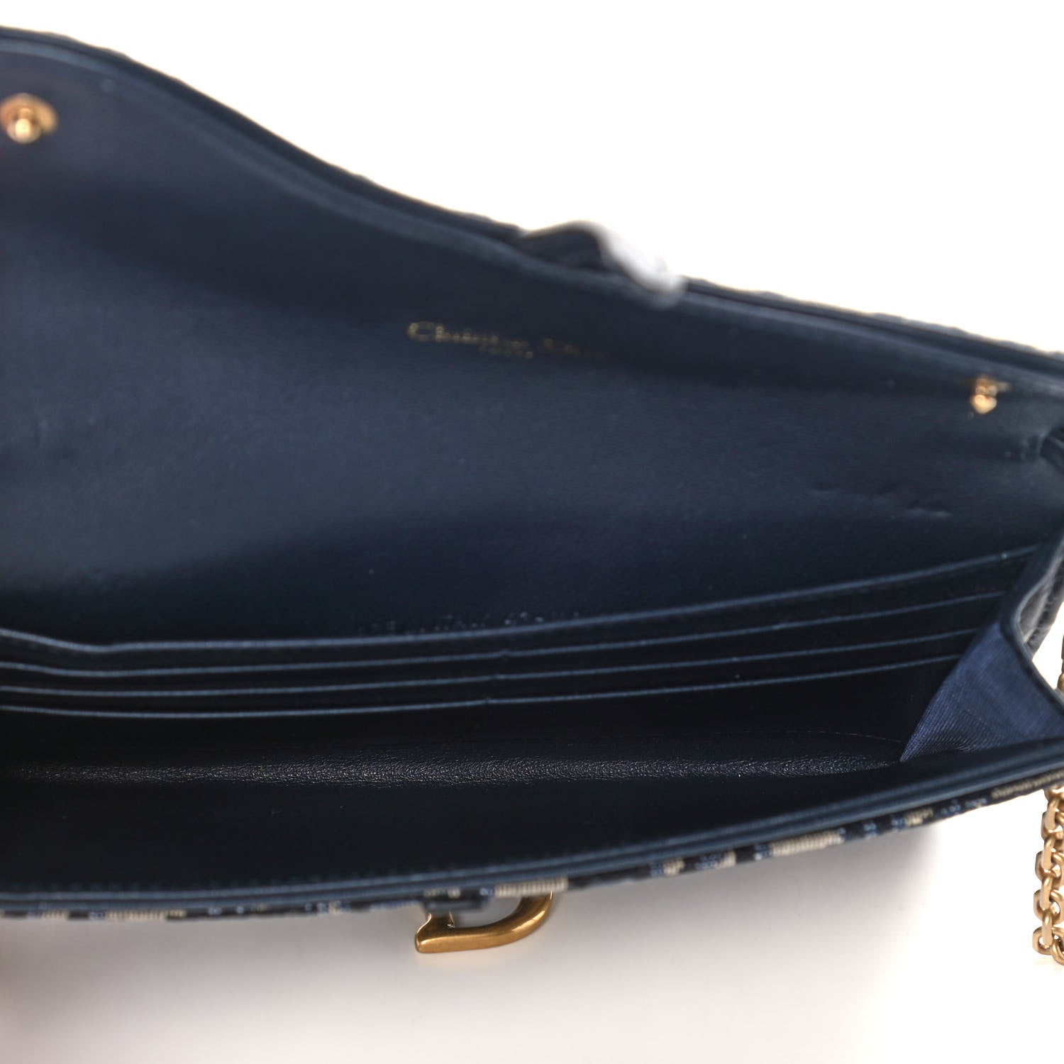 Christian Dior Oblique Saddle Chain Long Wallet Blue 6 of 13